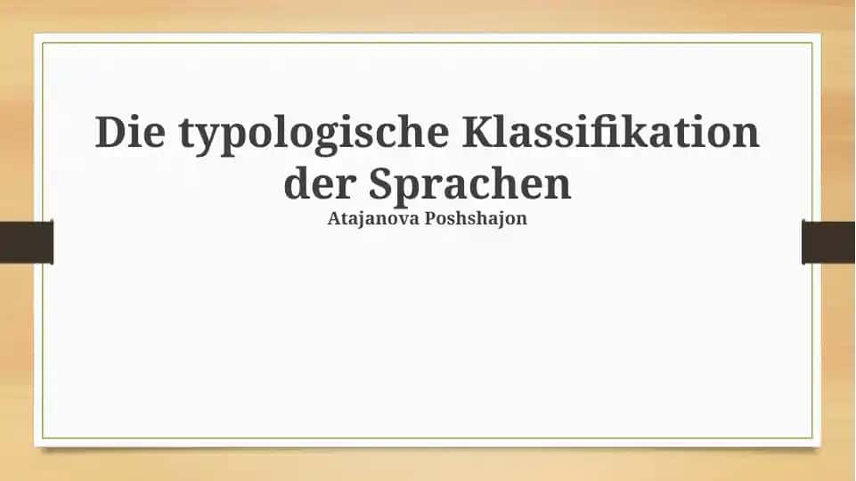 Die typologische Klassifikation der Sprachen