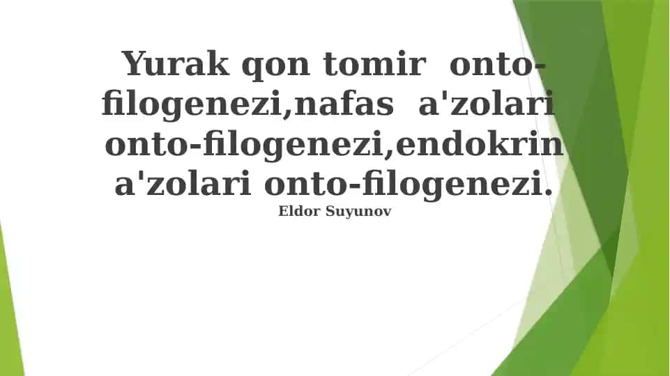 Nafa olish sistemasining evolyutsiyasi va ontogenizi