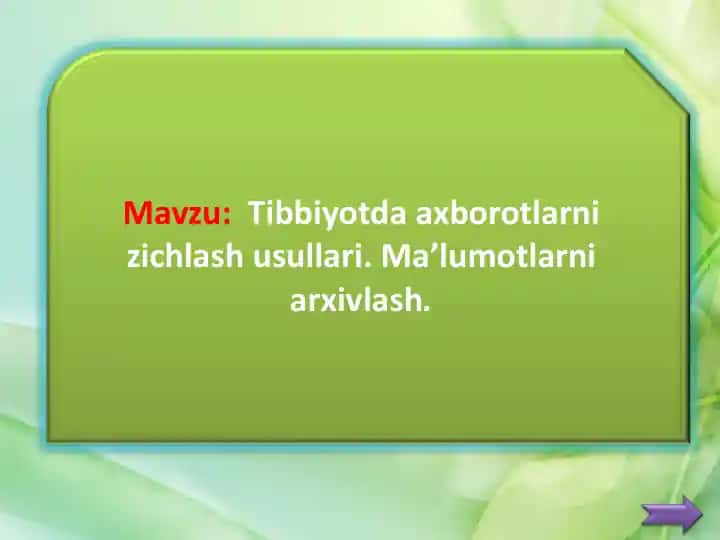Tibbiyotda axborotlarni zichlash usullari