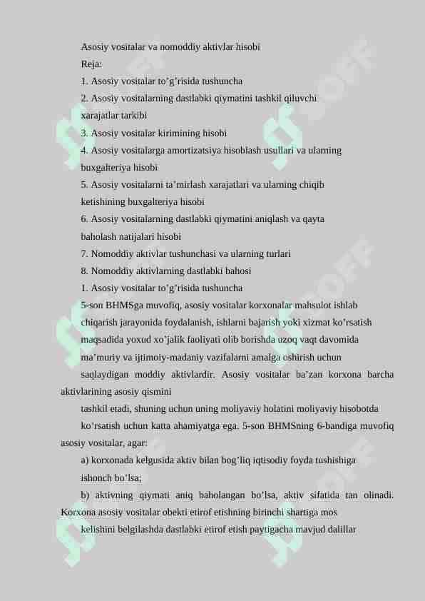 aktivlar. aktivlarni baholash