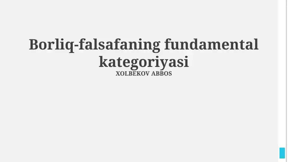 Borliq-falsafaning fundamental kategoriyasi
