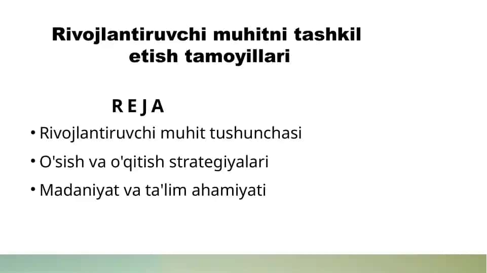 Rivojlantiruvchi muhit tushunchasi