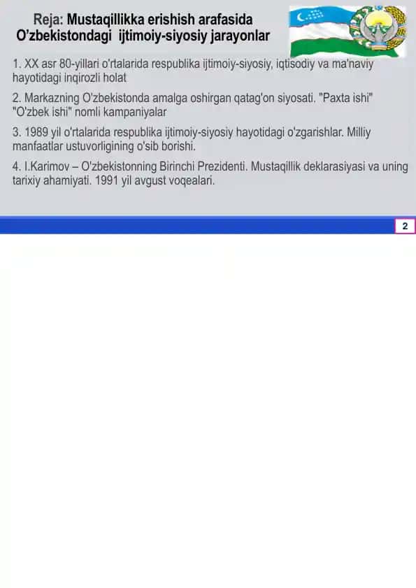 XX asr 80-yillari o'rtalarida O'zbekistonda ijtimoiy-siyosiy jarayonlar