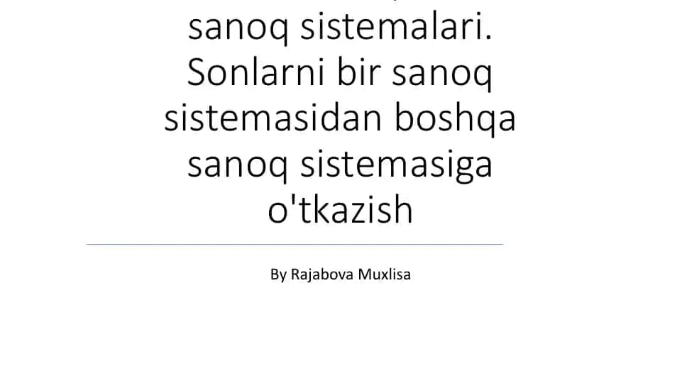 Pozitsion va nopozitsion sanoq sistemalari