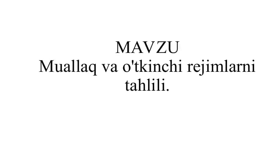 Avtomatik boshqarish tizimi (ABT) tahlili