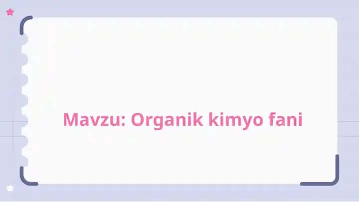 Organik kimyo fani