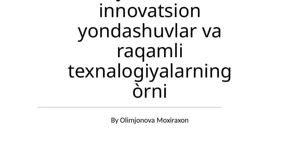 Agrobiznesni rivojlantirishda innovatsion yondashuvlar