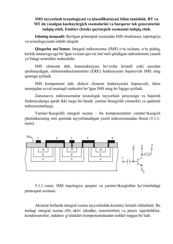 IMS tayyorlash texnologiyasi va klassifikatsiyasi