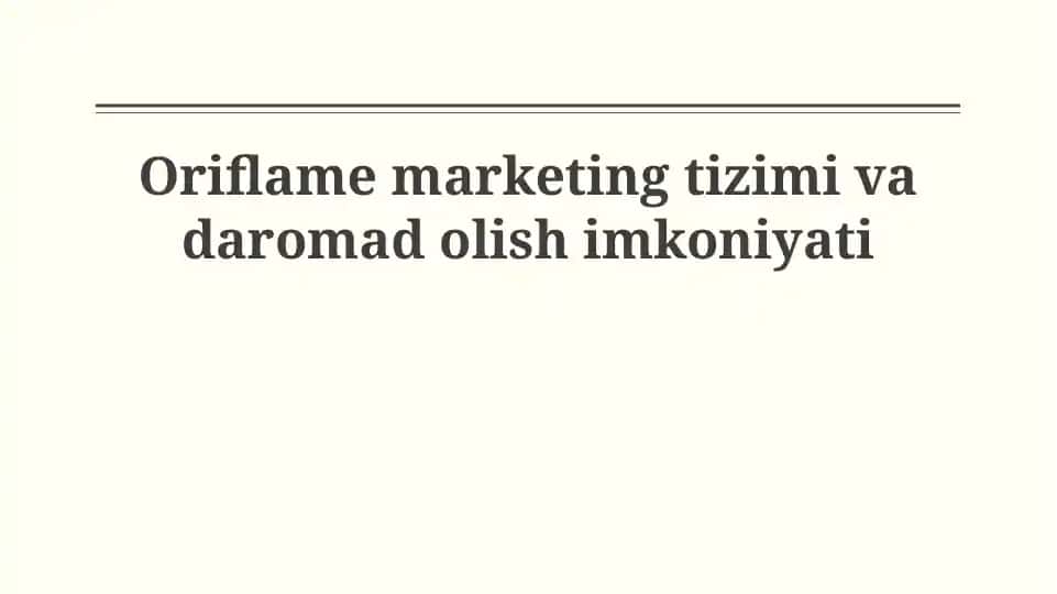 Oriflame marketing tizimi