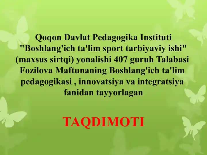 Boshlang'ich ta'lim pedagogikasi