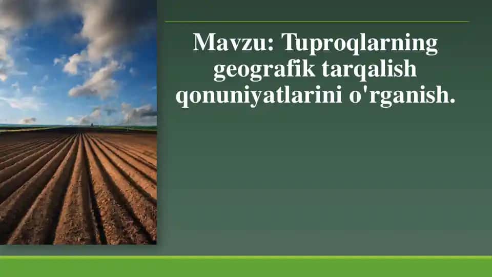 Tuproqlarning Geografik Tarqalishi