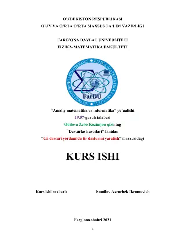 C# dasturi yordamida tir dasturini yaratish