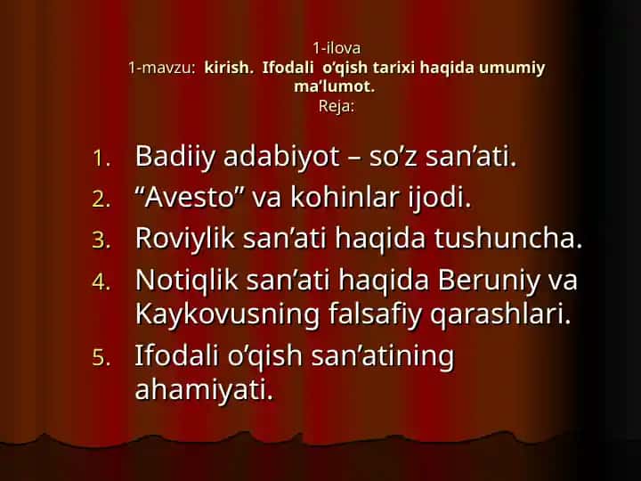 "Roviylik san’ati haqida umumiy ma’lumotlar"