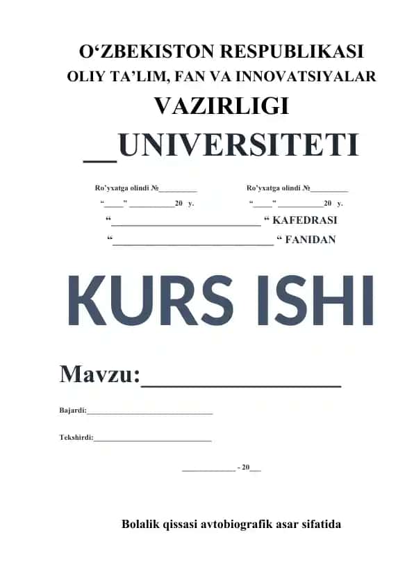 Oybekning “Bolalik” qissasi haqida kurs ishi
