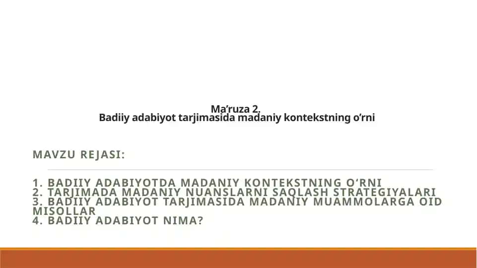 Badiiyadabiyot tarjimasi damadaniy kontekstning o'rni