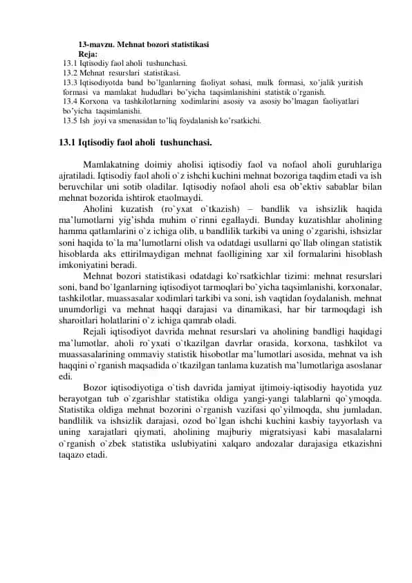 Mehnat bozori statistikasi