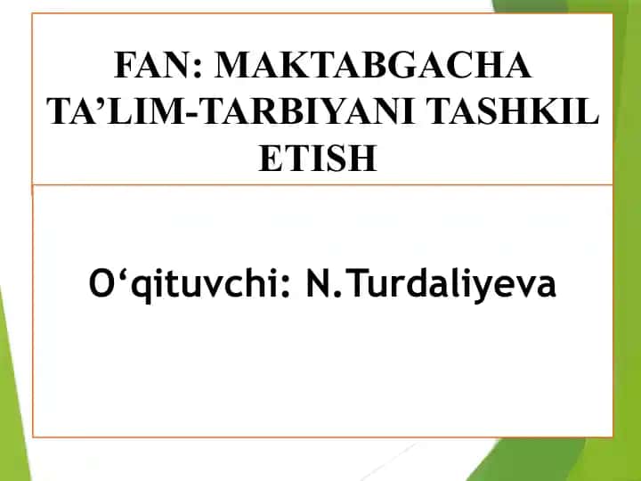 "ILK QADAM DAVLAT O‘QUV DASTURI ASOSIDA MAKTABGACHA TA’LIM-TARBIYANI TASHKIL ETISH"