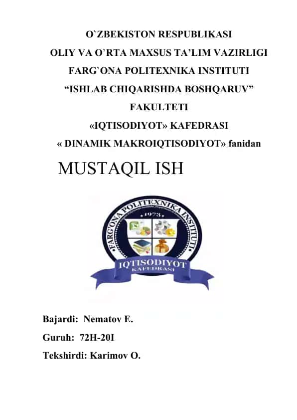 Dinamik makroiqtisodiyot taqdimoti