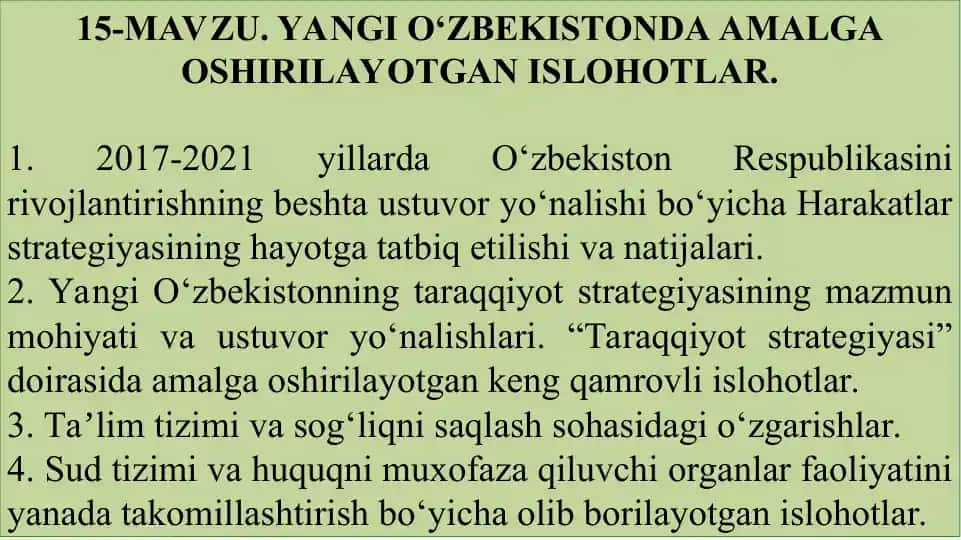 Yangi O‘zbekistonda Amalga Oshirilayotgan Islohotlar