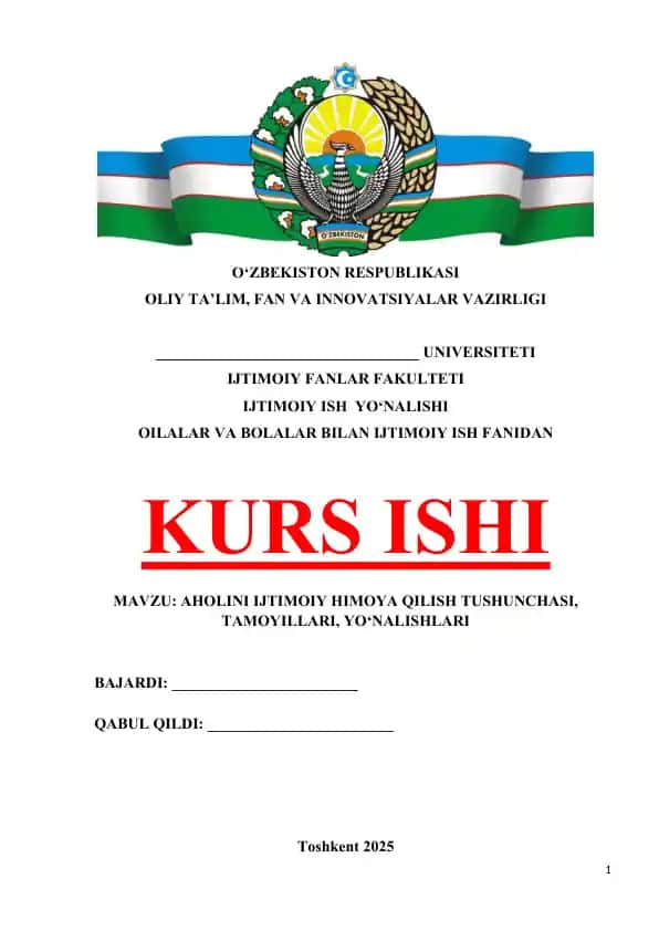 Aholini Ijtimoiy Himoya Qilish Tushunchasi, tamoyillari, yo‘nalishlari