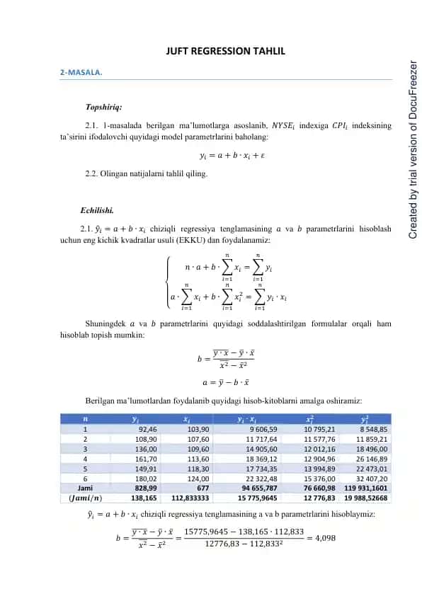 JUFT REGRESSION TAHLIL
