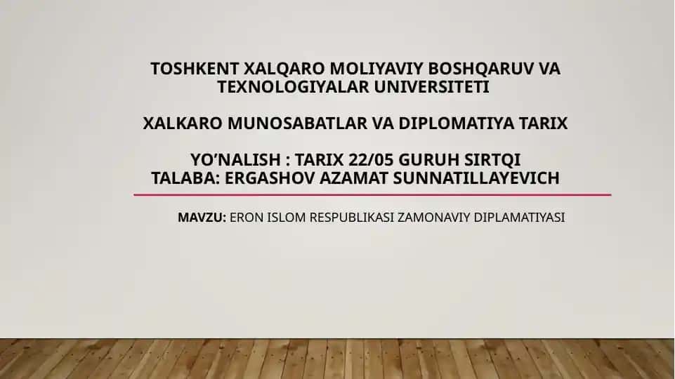 Eron Islom Respublikasi zamonaviy diplomatiyasi