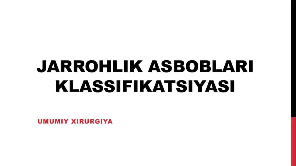 Jarrohlik Asboblari Klassifikatsiyasi