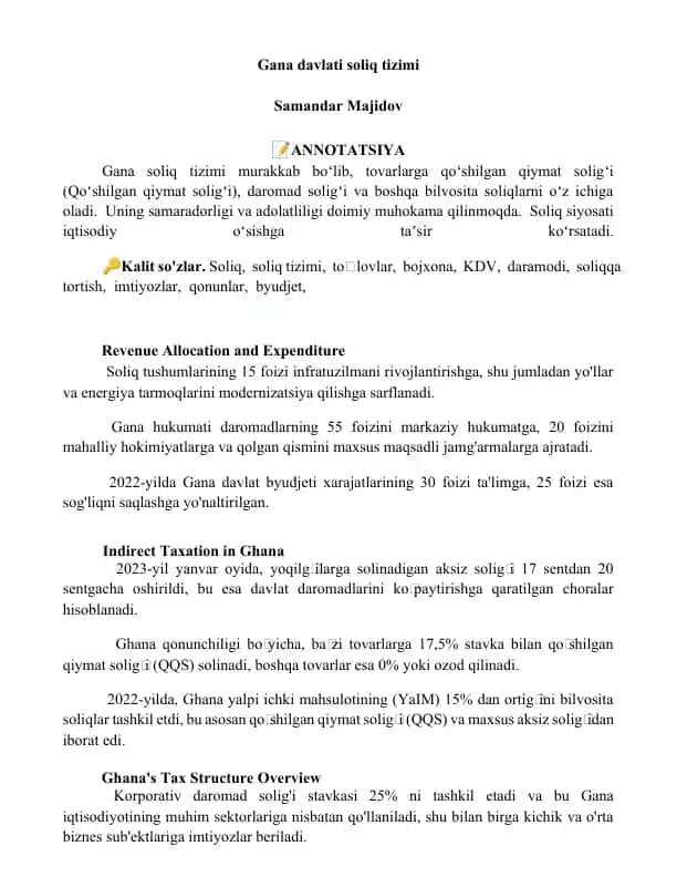 Gana davlati soliq tizimi