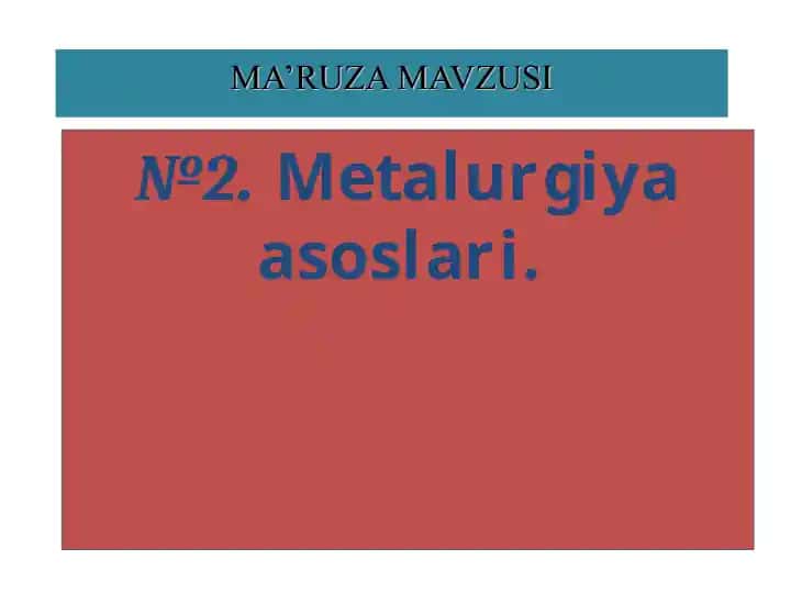 Metalurgiya asoslari