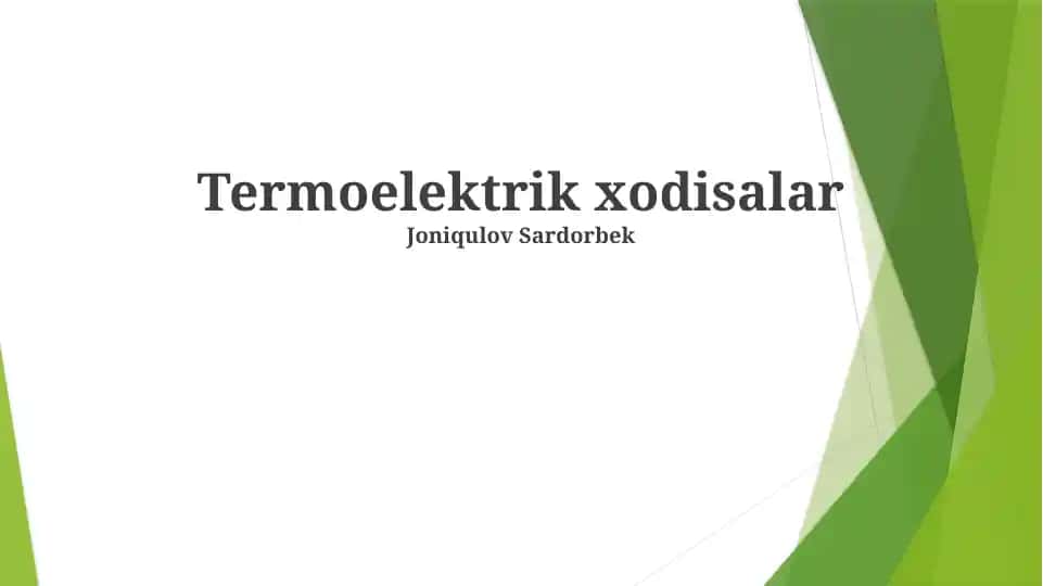 Termoelektrik xodisalar