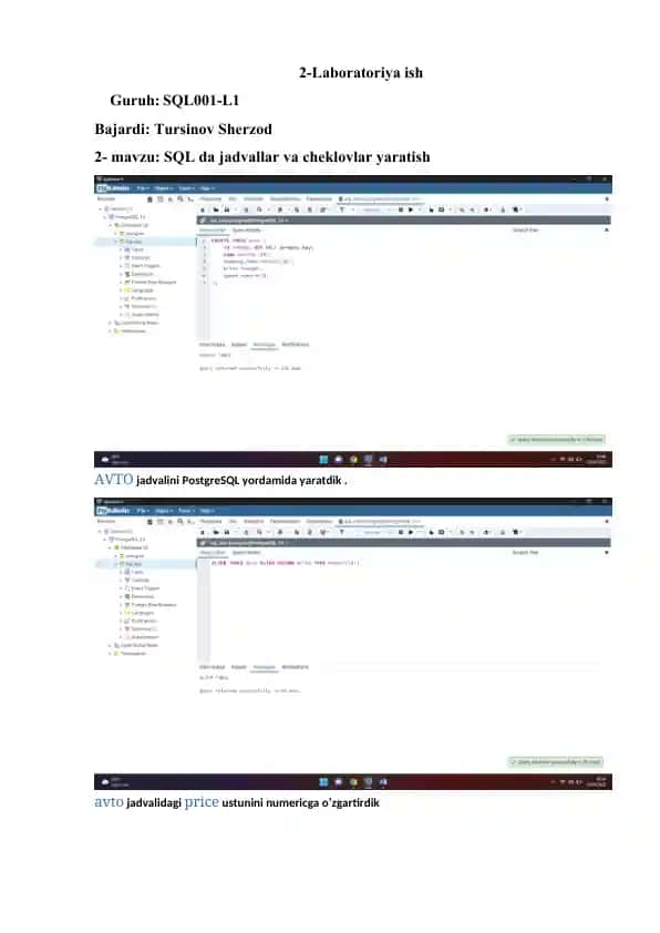 SQL Avto Jadvali