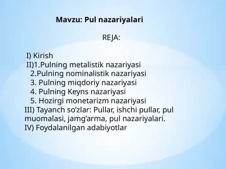 Pul nazariyalari