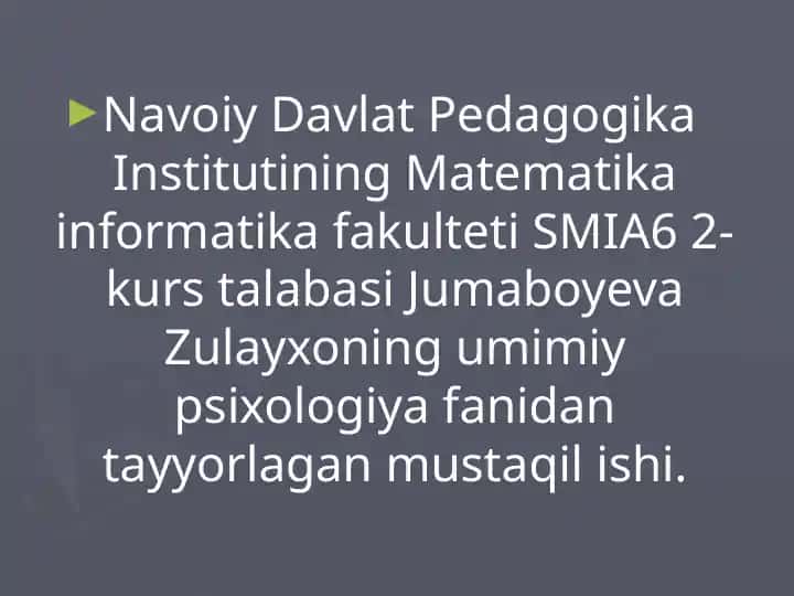 Umimiy Psixologiya