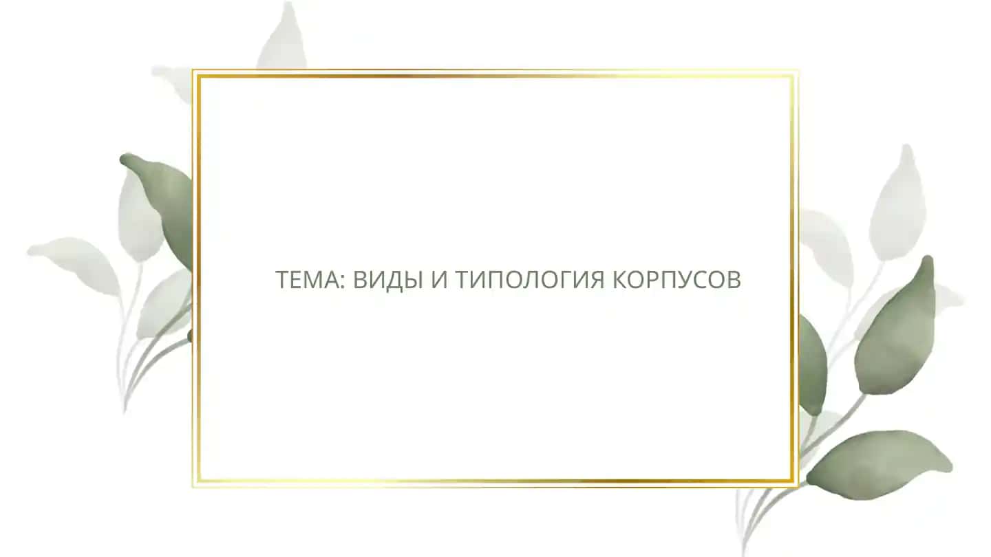 Виды и типология корпусов