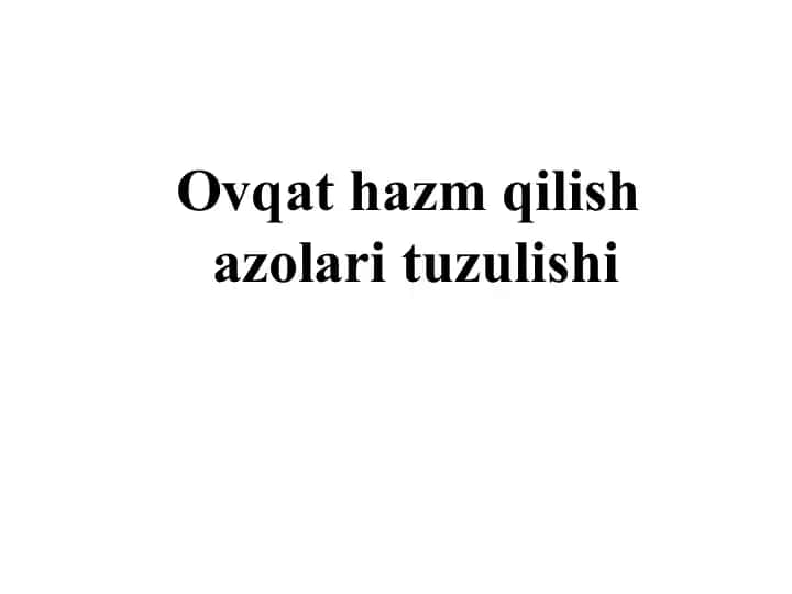 Ovqat hazm qilish