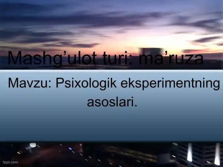 Psixologik eksperimentning asoslari