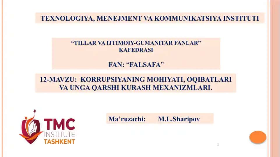 Korrupsiyaning mohiyati, oqibatlari va unga qarshi kurash mexanizmlari