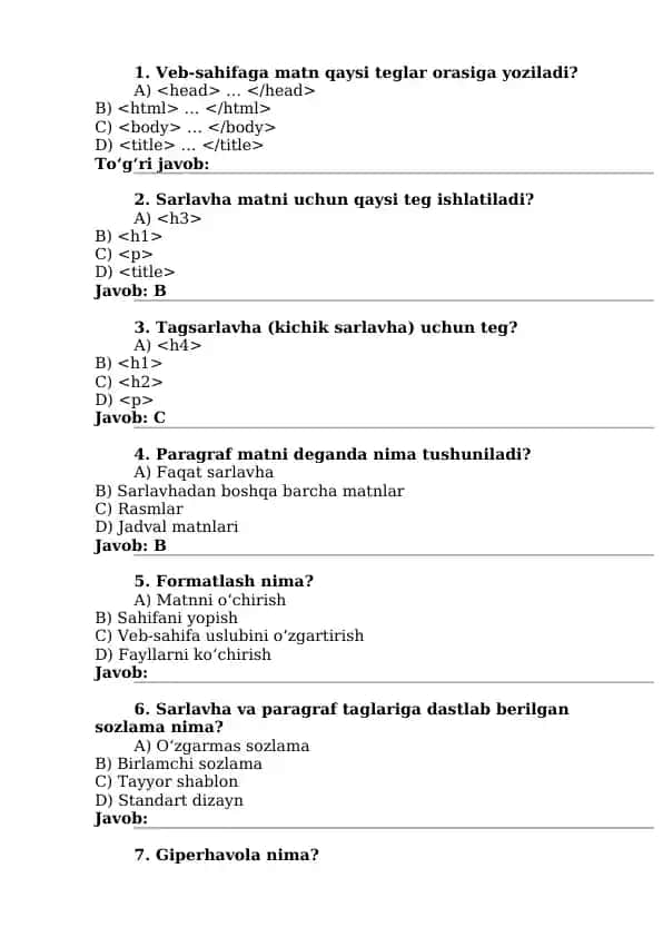 Veb-sahifa taglari