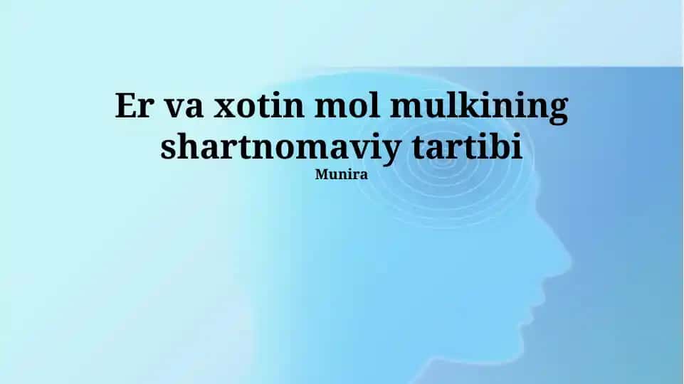 Er va xotin mol mulkining shartnomaviy tartibi