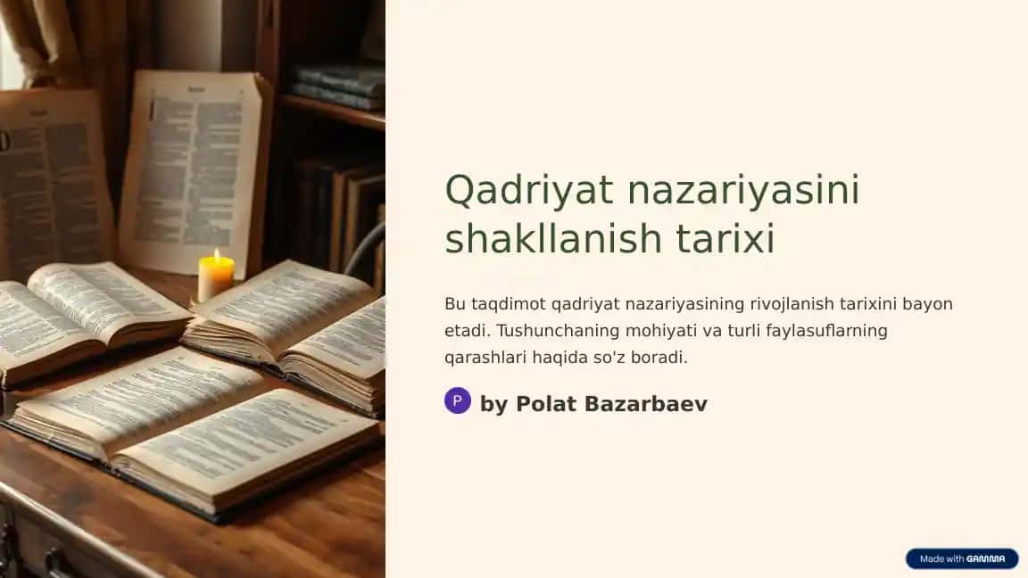 Qadriyat nazariyasini shakllanish tarixi
