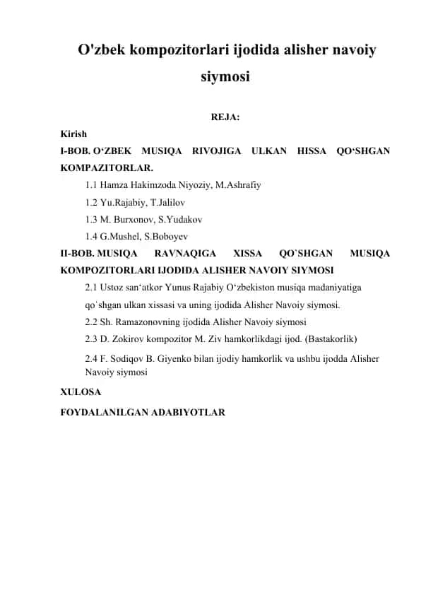 O‘zbek kompozitorlari ijodida Alisher Navoiy siymosi