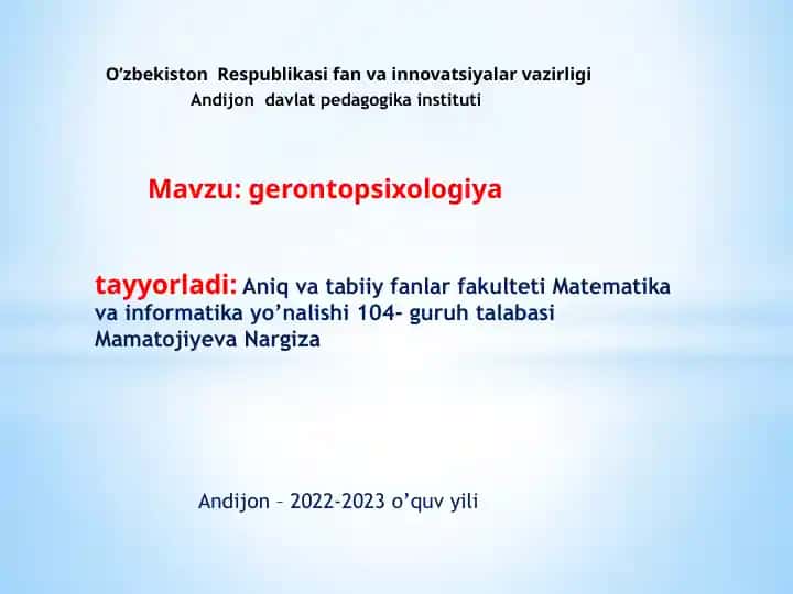 Gerontopsixologiya