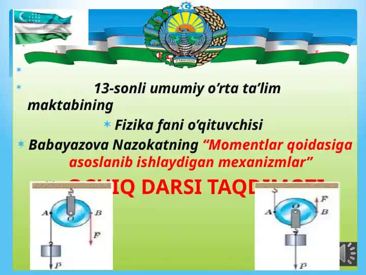 "Momentlar qoidasiga asoslanib ishlaydigan mexanizmlar"