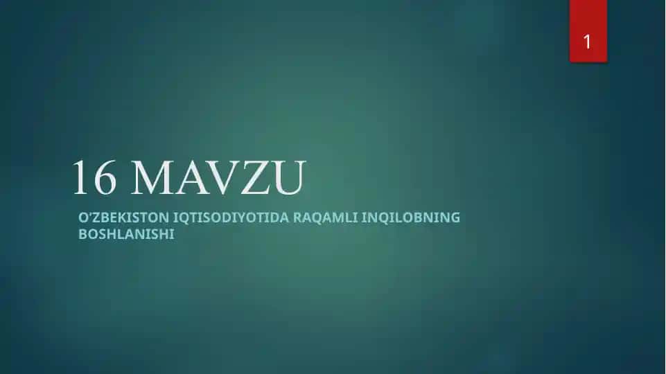 O’zbekiston Iqtisodiyotida Raqamli Inqirobning Boshlanishi