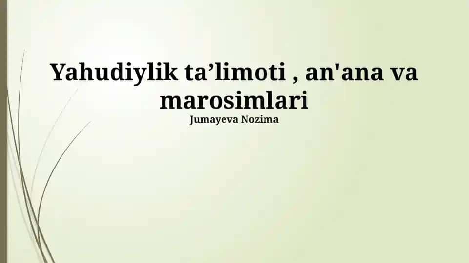 Yahudiylik taʼlimoti, an'ana va marosimlari