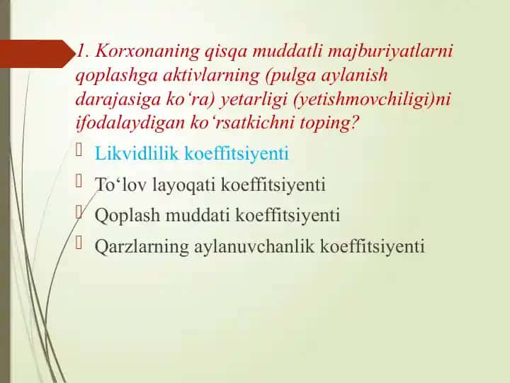 Likvidlilik koeffitsiyenti