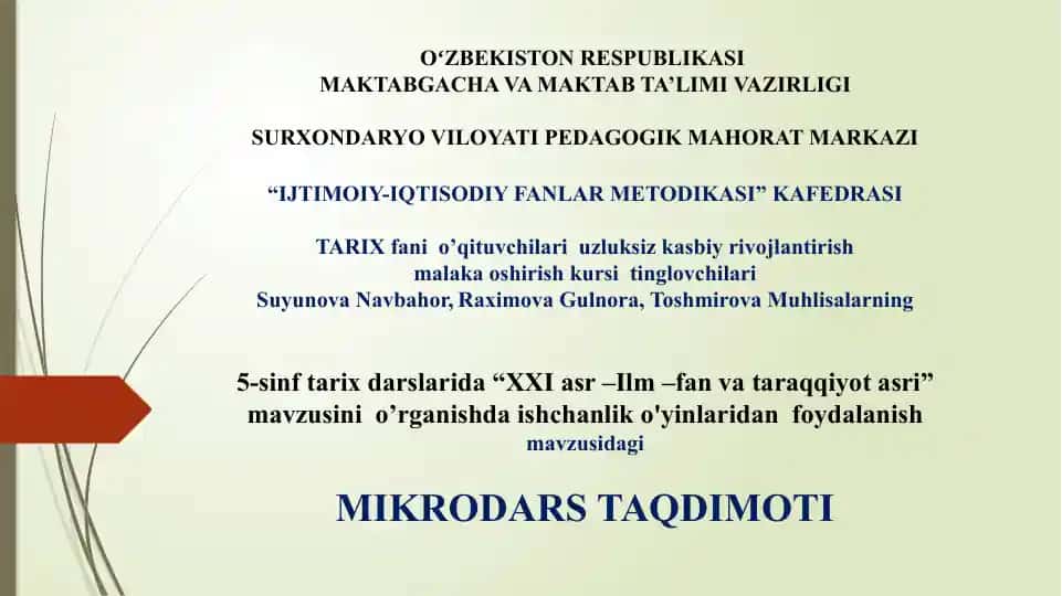 XXI asr –Ilm –fan va taraqqiyot asri.