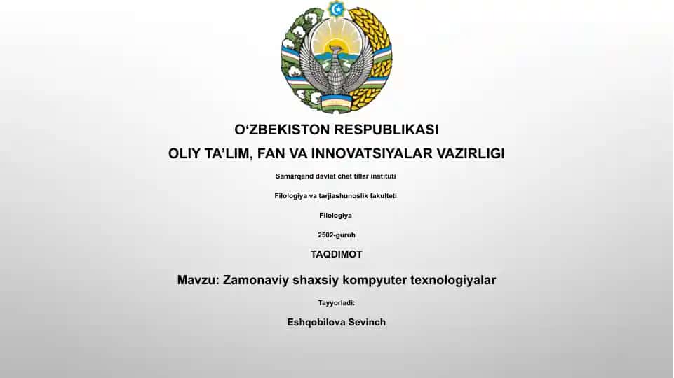Zamonaviy shaxsiy kompyuter texnologiyalar