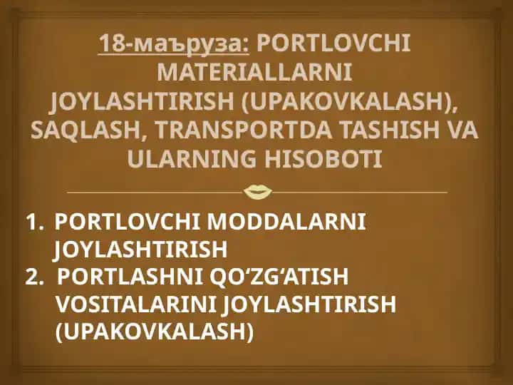 PORTLOVCHI MATERIALLARNIJOYLASHTIRISH