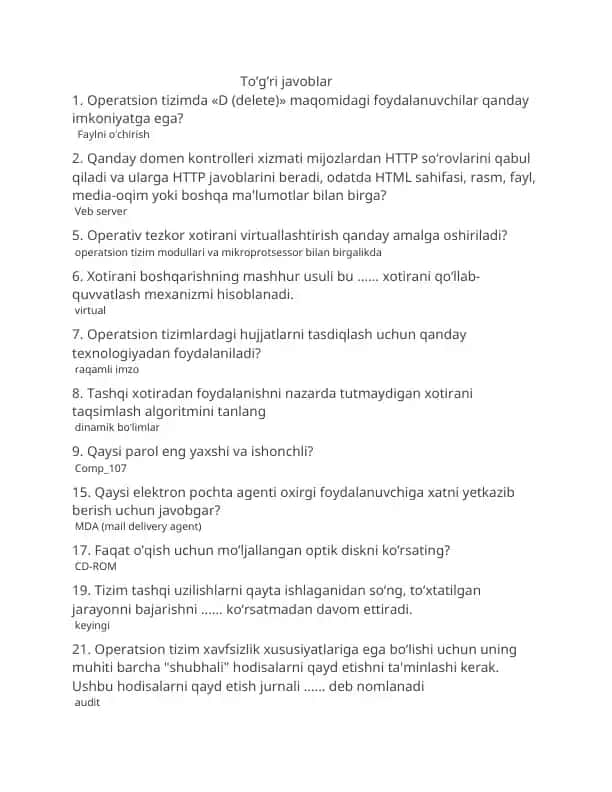 Operatsion tizimlar haqida ma'lumotlar